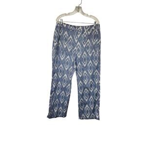 Chico's Blue Geometric Cuff Hem Crop Pants Sz 1.5 US 10